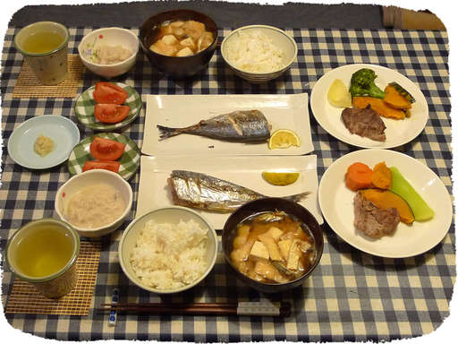 アジ塩焼き、マグロ頬肉のソテ...