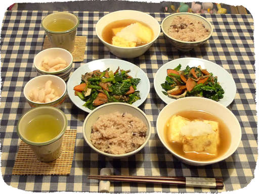 揚げ出し豆腐、野菜炒め