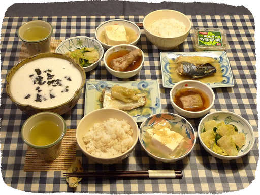 とろろ、サバの味噌煮