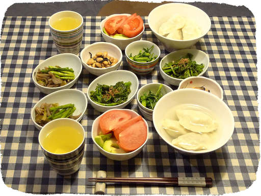 水餃子、春野菜 (アスパラ、...