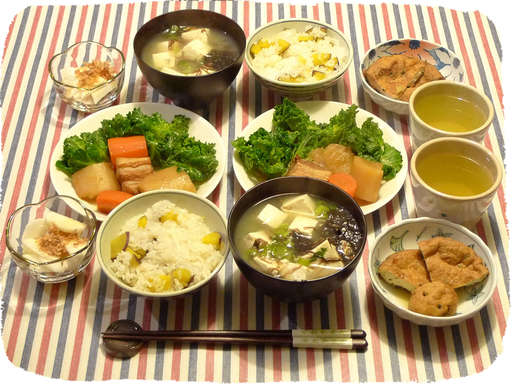 角煮大根、いも炊き込みごはん