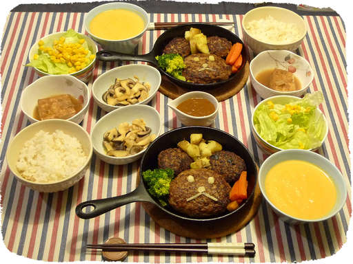 ごろりハンバーグ、にんじんス...