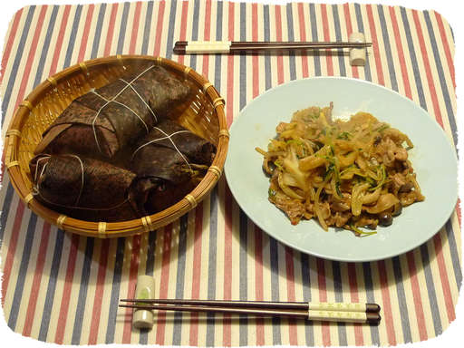 ちまきと肉野菜味噌炒め