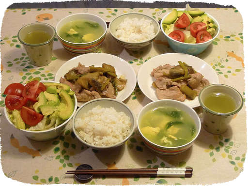 味噌豚炒め、レタススープ