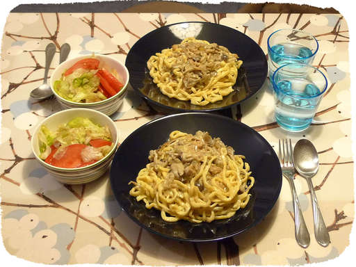 きのこクリームパスタ
