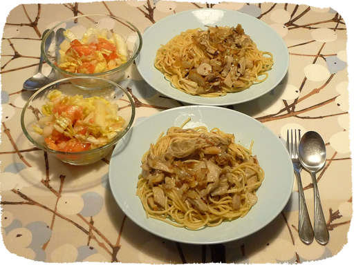 きのことベーコンのパスタ