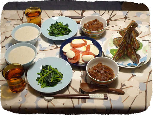 里芋スープ、ほうれん草炒め、...