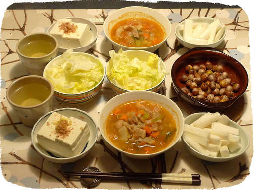 とら豆のスープ、長芋、銀杏、...