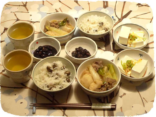 芋煮、むかごご飯、豆腐