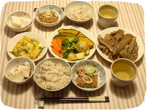 ごぼう豚肉炒め、三つ葉玉子焼...
