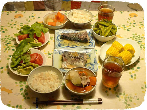 さばみそ煮、大根と人参の煮物...