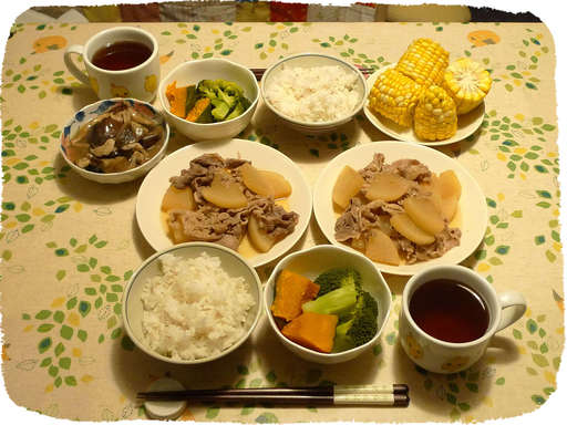 牛肉大根の煮物、ブロッコリー...