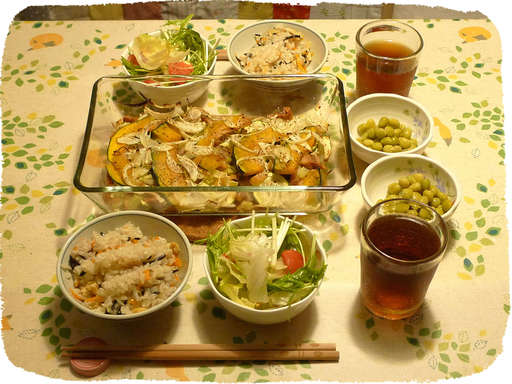 かぼちゃのオーブン焼き、炊き...