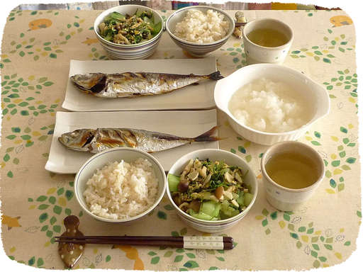 アジの塩焼き、大根おろし