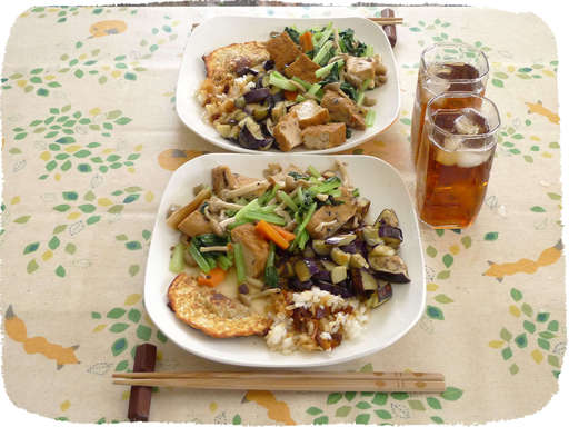 野菜炒めと残りいろいろ