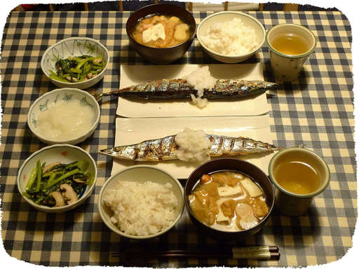 さんまの塩焼き、大根おろし