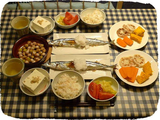 サンマの塩焼き、銀杏、レンコ...