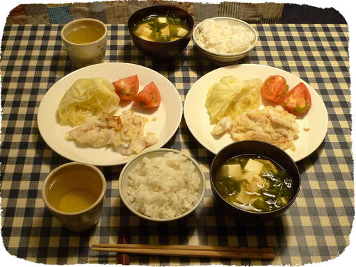 鱈のソテー、蒸しキャベツ、味...