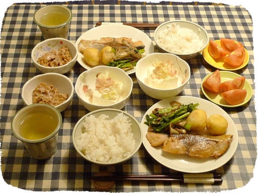 ぶりの照り焼き、おからボール