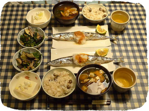 さんま塩焼き、むかごごはん、...