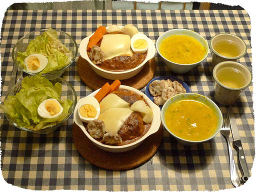 煮込みハンバーグ、かぼちゃの...
