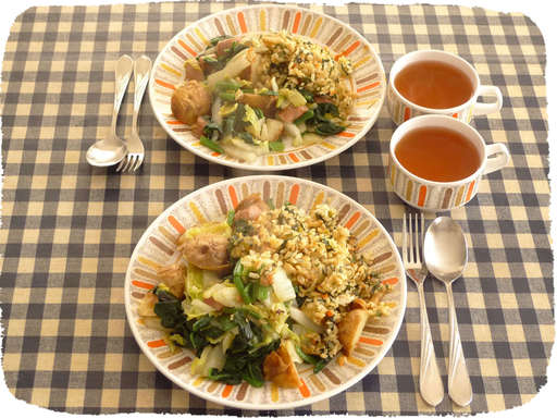 チャーハンと野菜炒め