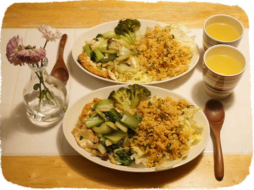チャーハン、野菜炒め