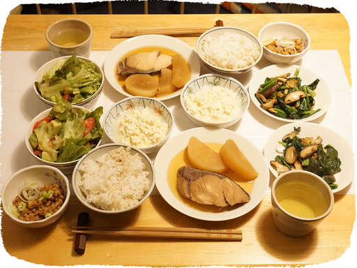 ぶり大根、ほうれん草炒め
