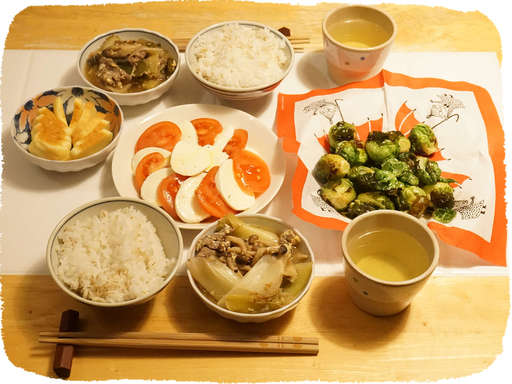 芽キャベツ素揚げ、モツァレラ...