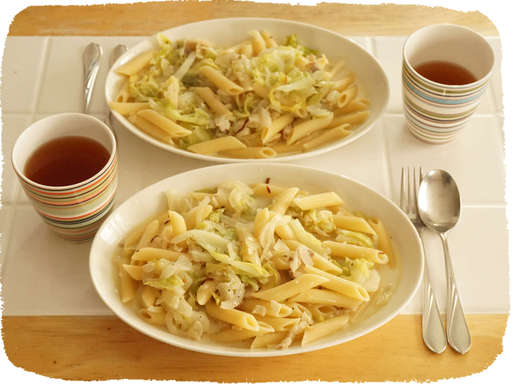 キャベツのクリームペンネ