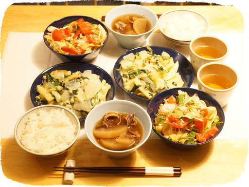 イカ大根、じゃがいも玉ねぎ炒...