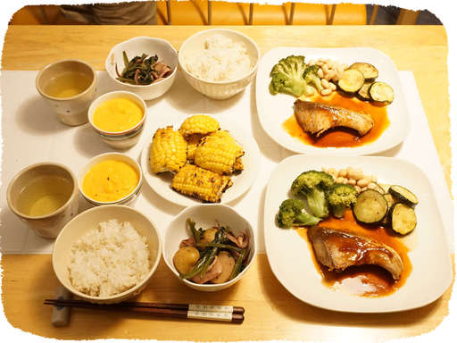 ブリのトマトソース、にんじん...