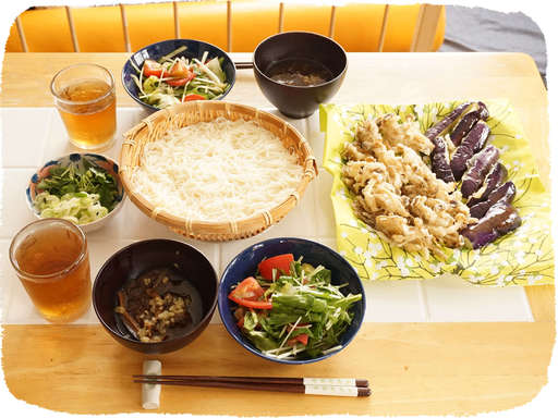 そうめんと天ぷら