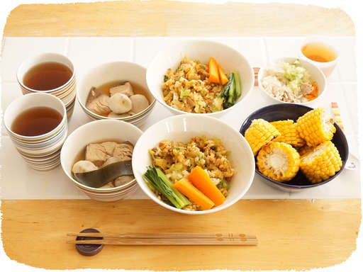 チャーハンととうもろこし
