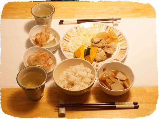 鶏とかぼちゃとご飯