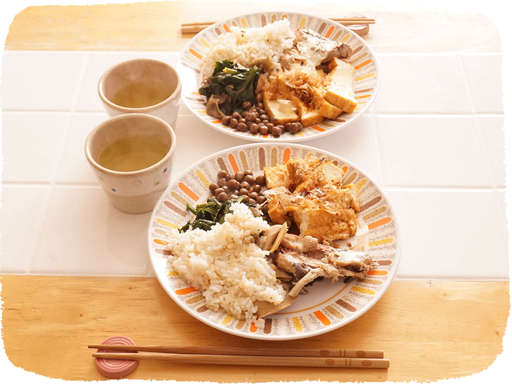 豆腐と豆とご飯